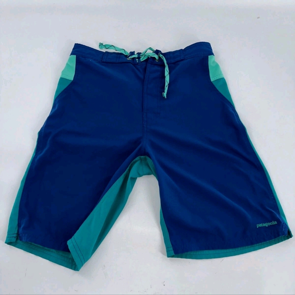 Patagonia Blue Green Board Shorts Long Trunks Large 12 #A30